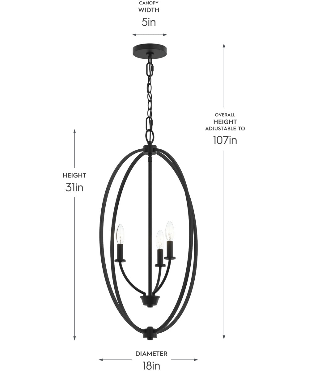 Jheni 3-Light Foyer Pendant Matte Black
