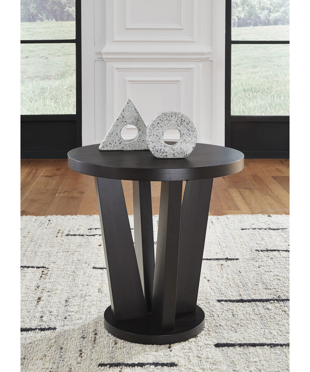 Chasinfield Round End Table Dark Brown