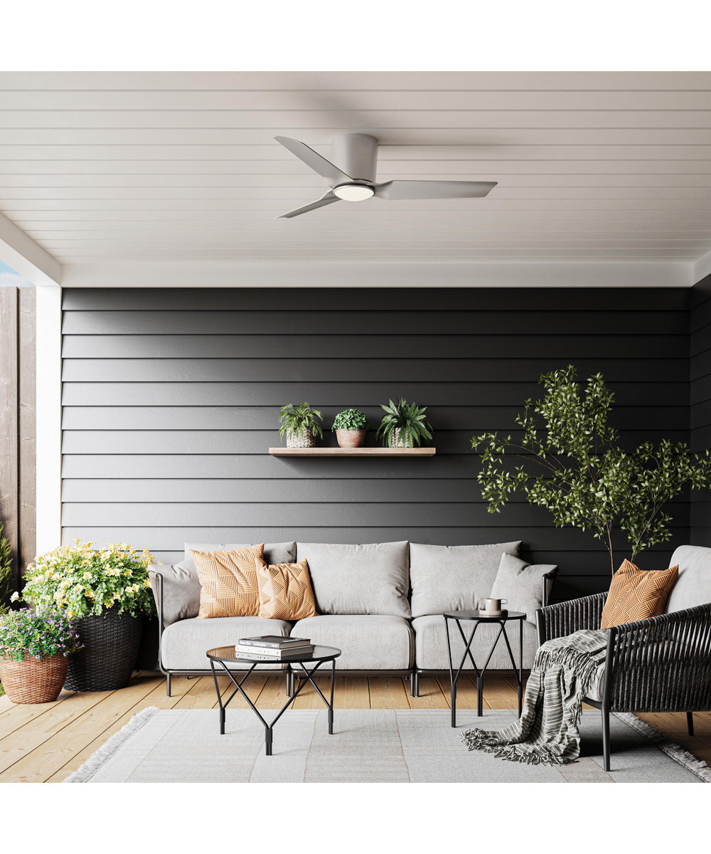 Rynn 48-in. 3-Blade Flush Mount Modern LED Ceiling Fan Brushed Nickel