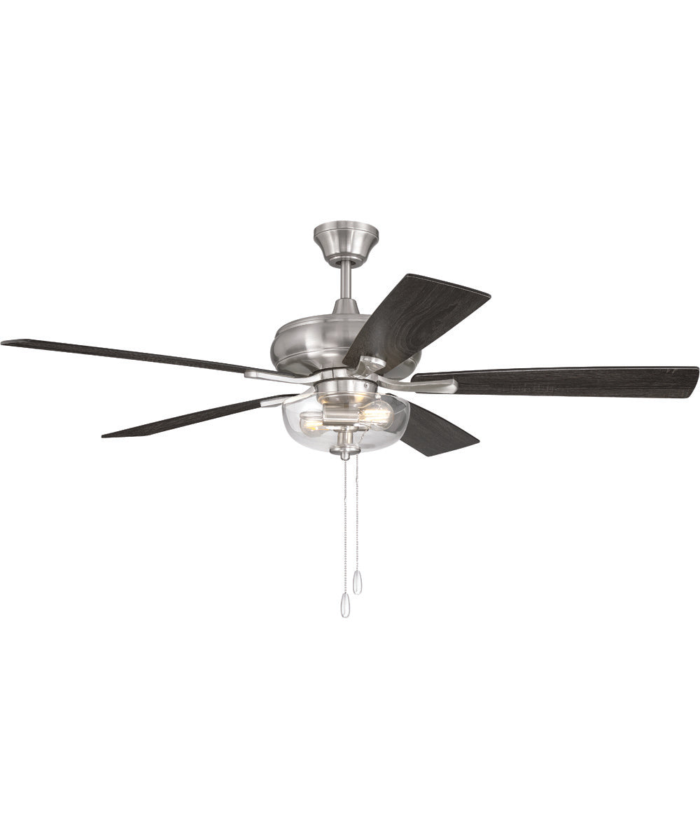 EOS 2 Light Clear Bowl 52" Ceiling Fan 2-Light Fan Brushed Polished Nickel