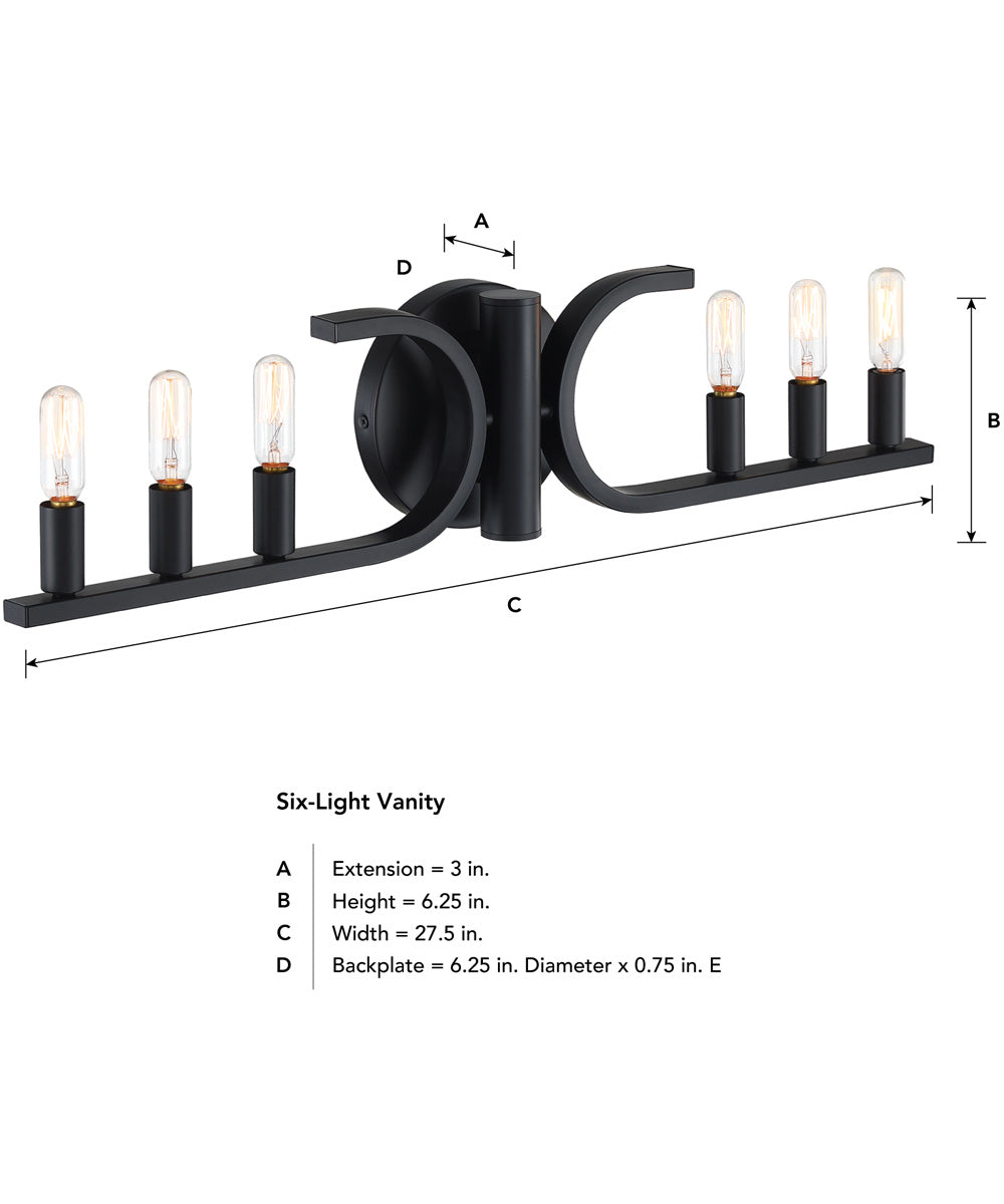 Skye 6 Light Vanity Matte Black