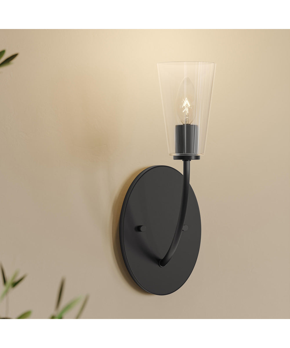 Jheni 1-Light Wall Sconce with Clear Glass Shades Matte Black