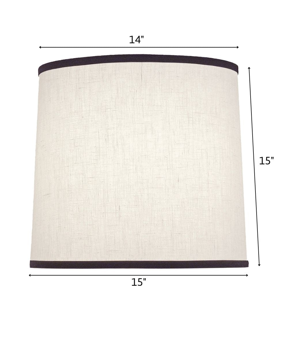 14x15x15 White with Black Trim Aberdeen Deep Drum Hardback Lampshade