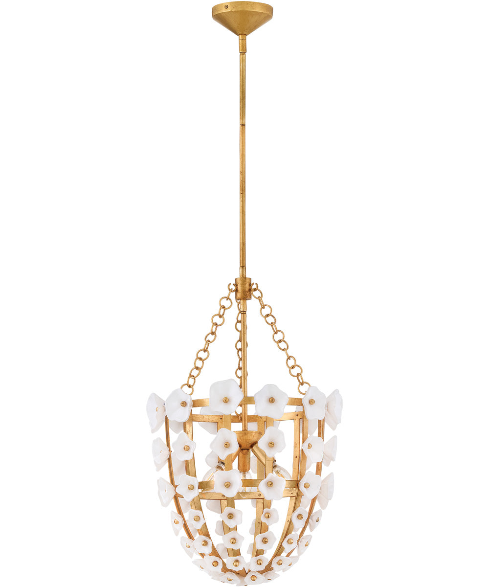 Azalea 3-Light Large Pendant in Distressed Brass