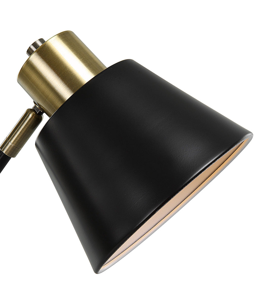 Desk Lamp in Antique Brass with USB Port and Metal Shade