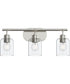 Reines 3-Light Bath Vanity with Clear Glass Shades Brushed Nickel