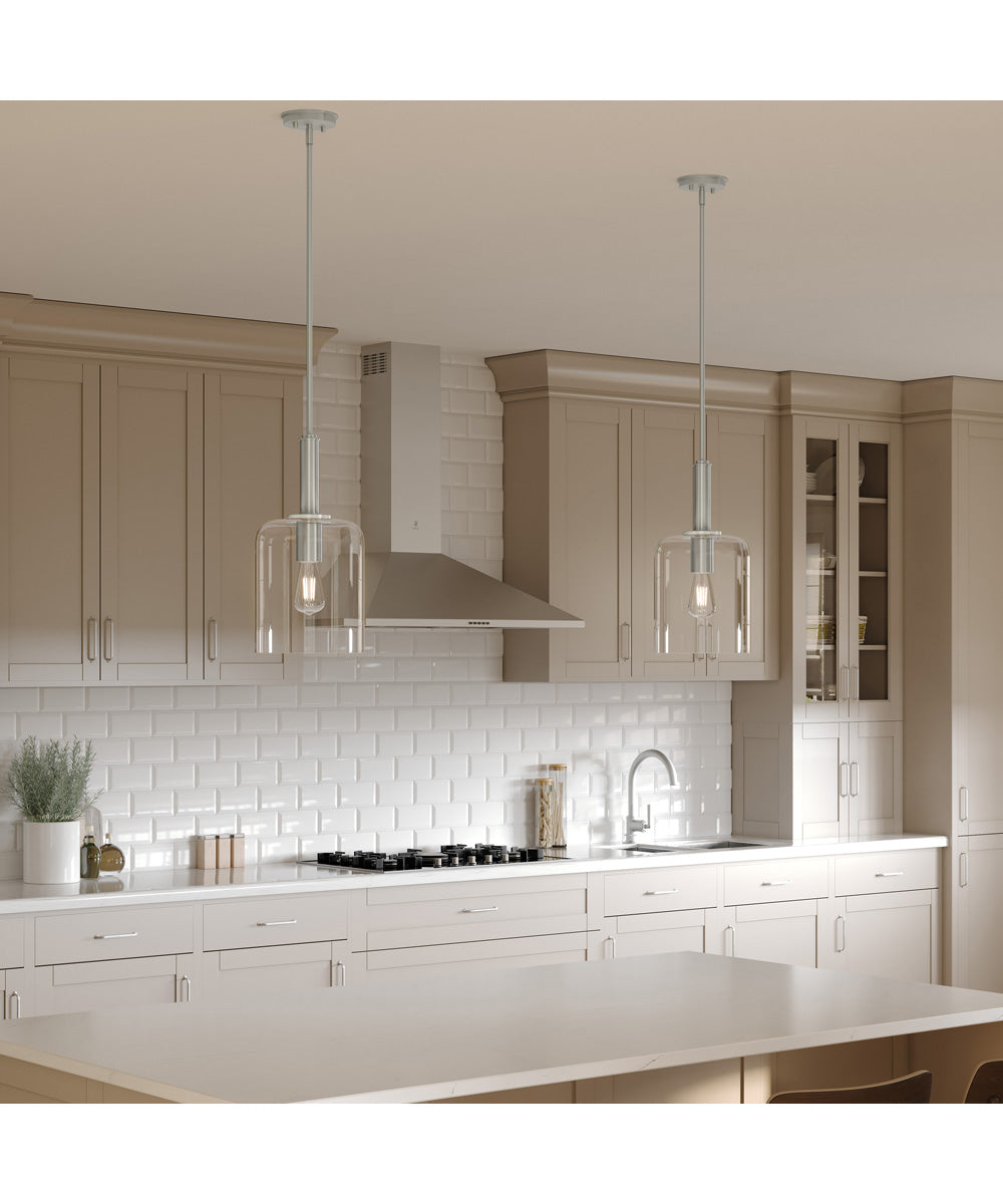 Reines 1-Light Pendant with Clear Glass Shade Brushed Nickel