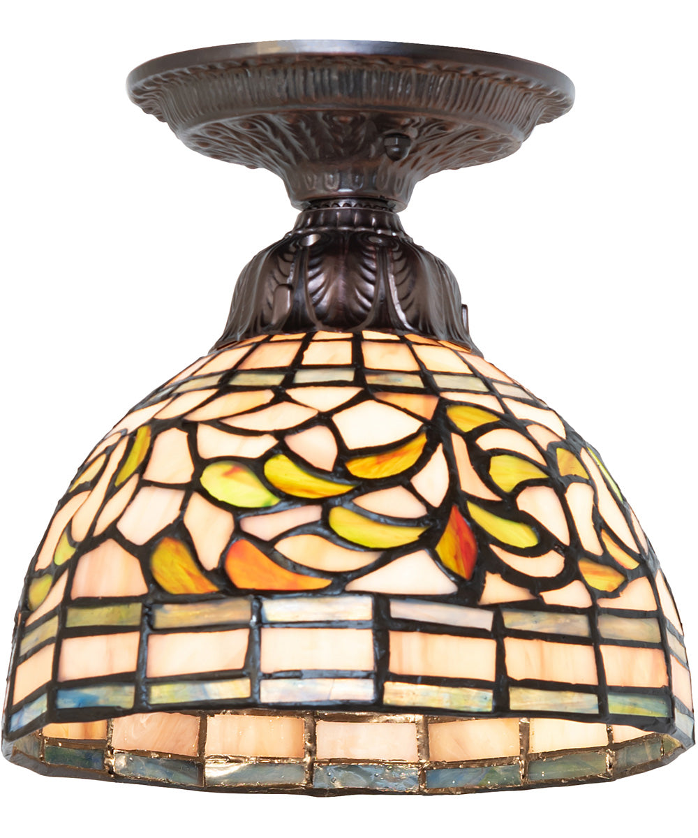 8" Wide Tiffany Turning Leaf Flushmount