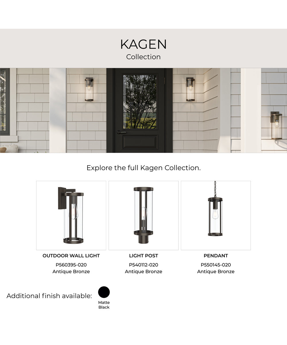 Kagen Outdoor Post Light with Clear Glass Panels Antique Bronze