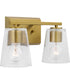Vertex 2-Light Clear Glass Contemporary Bath Light Brushed Gold