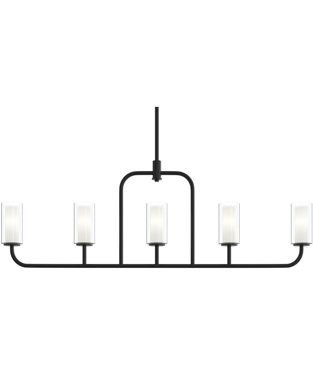 Mack 5-Light Linear Chandelier with Layered Glass Shades Matte Black