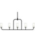 Mack 5-Light Linear Chandelier with Layered Glass Shades Matte Black