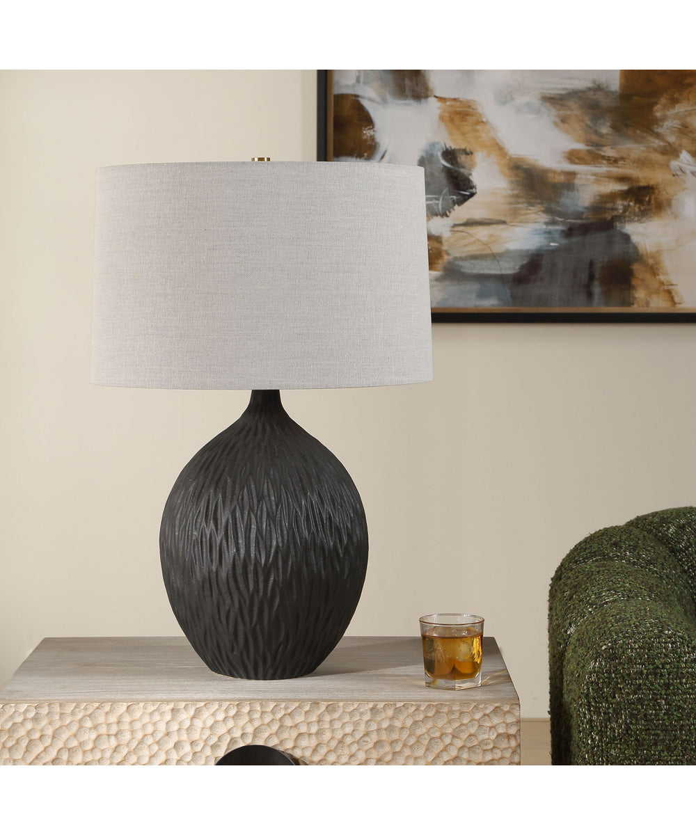 Levee Satin Black Table Lamp