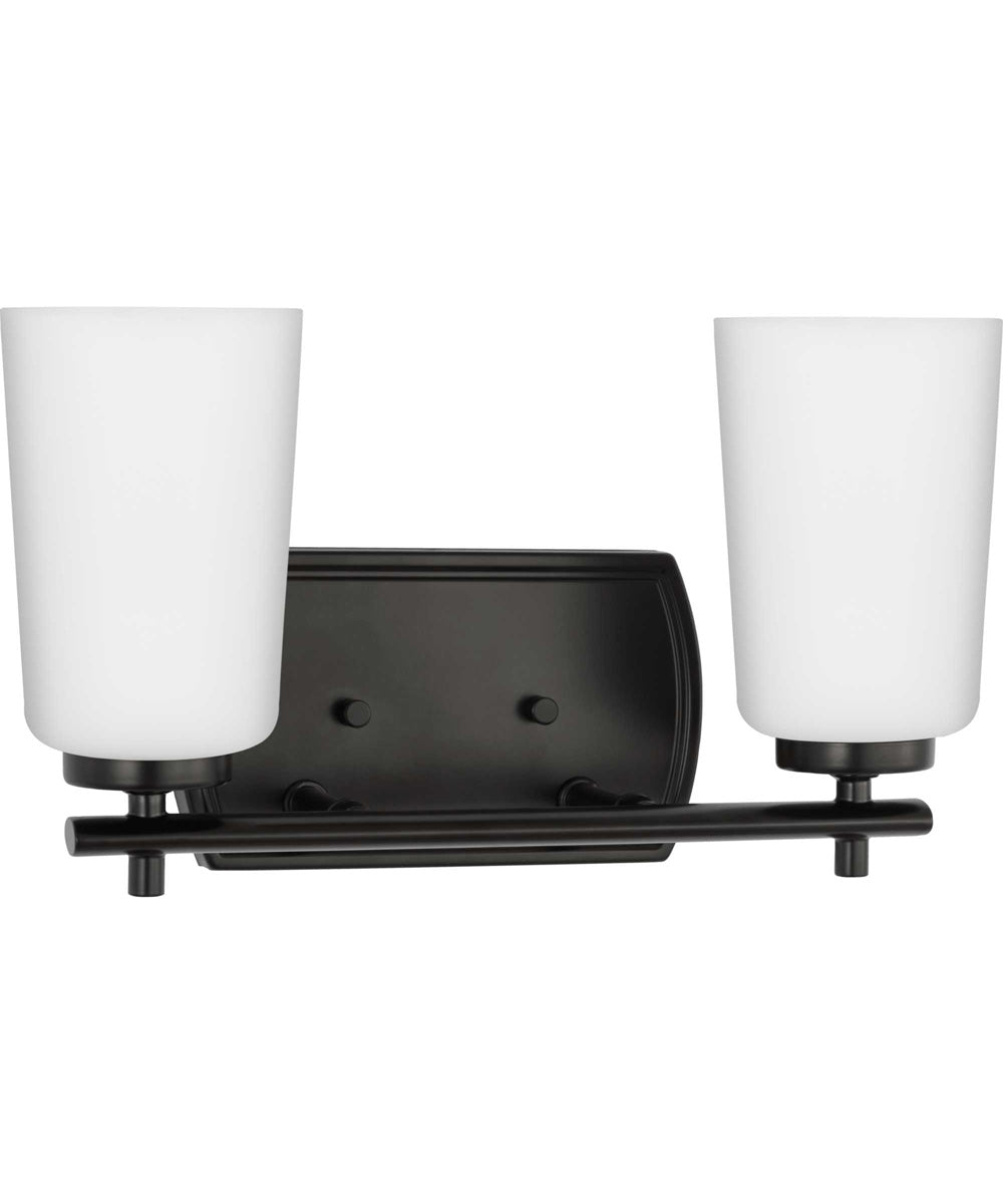 Adley 2-Light Etched Opal Glass New Traditional Bath Vanity Light Matte Black
