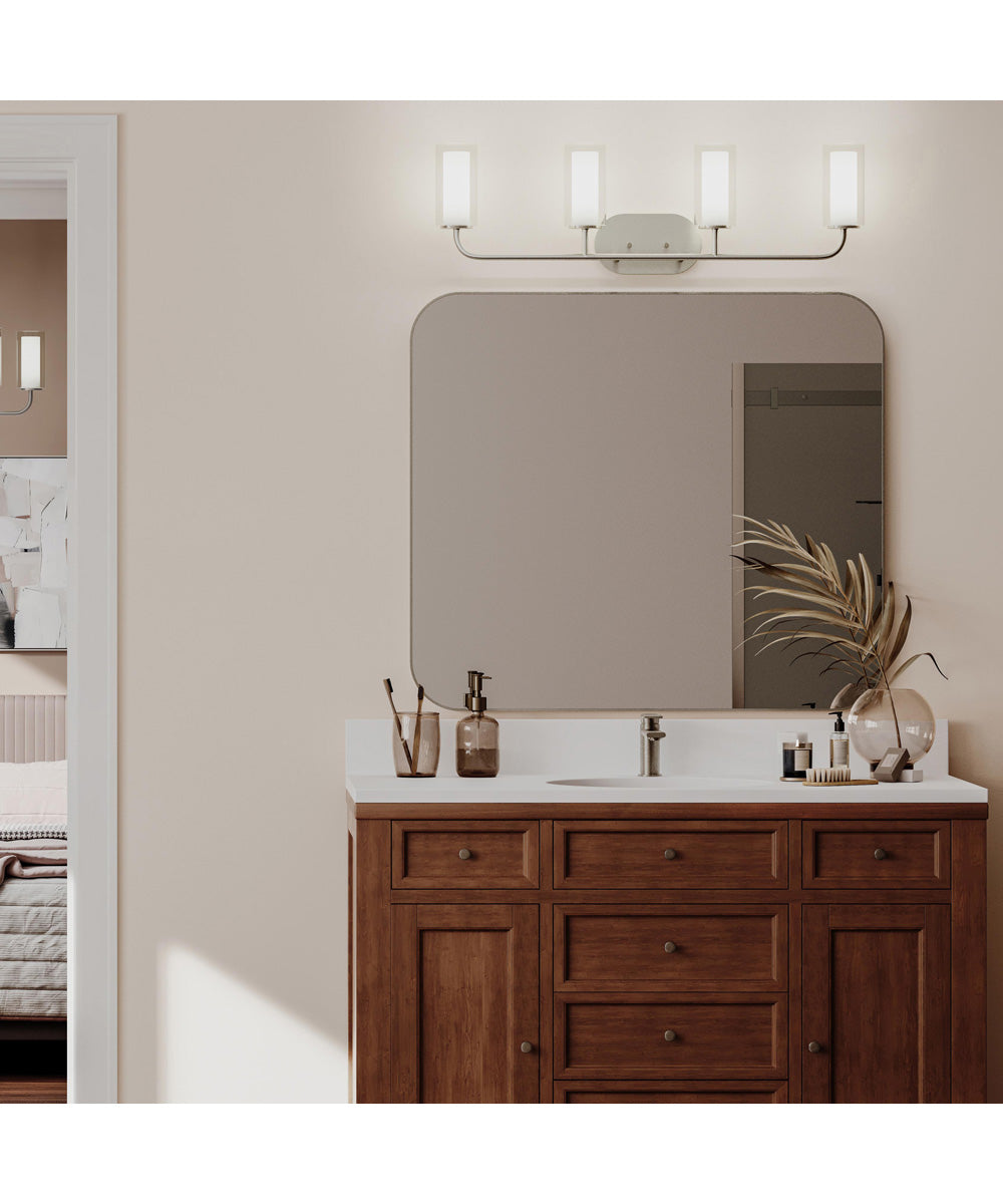 Mack 4-Light Vanity Light with Layered Glass Shades Brushed Nickel