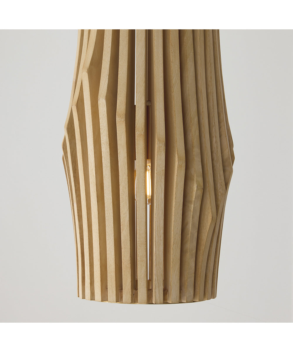 Archer 1-Light Pendant Blonde Wood and Matte Brass