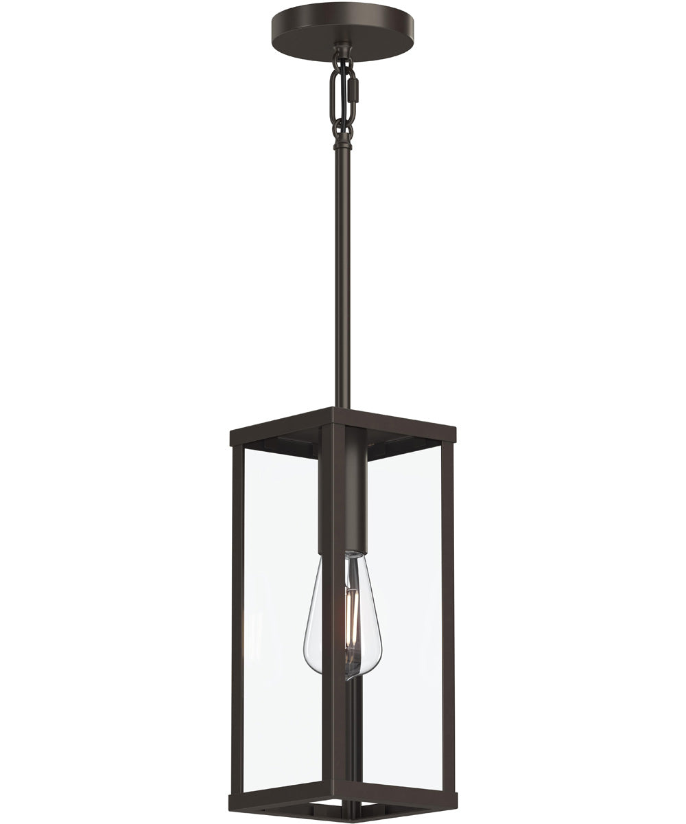 Ryle 1-Light Outdoor Pendant Light with Clear Glass Panels Antique Bronze
