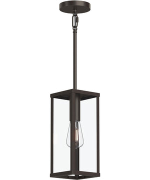 Ryle 1-Light Outdoor Pendant Light with Clear Glass Panels Antique Bronze
