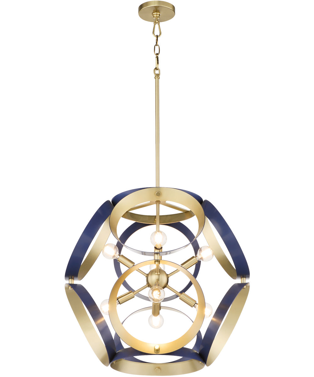 Domain 8-light Pendant Blue|Aged Brass