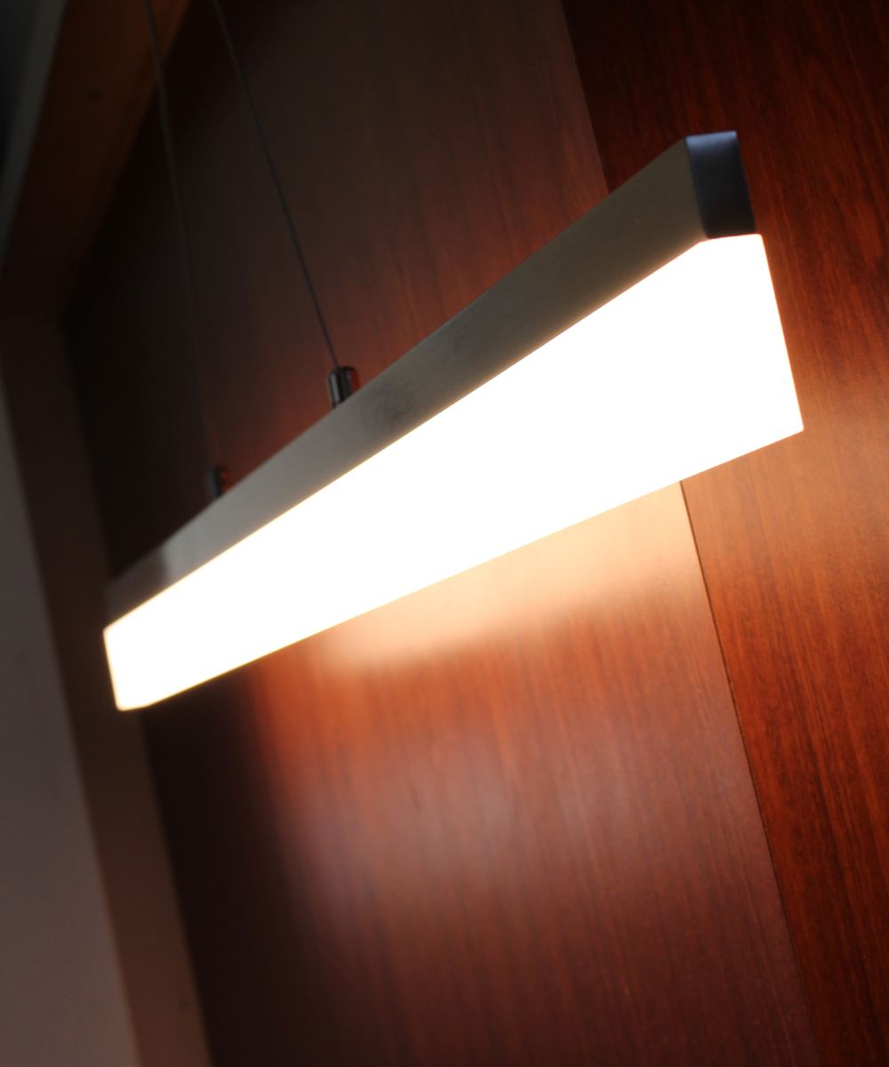 36"W 1-Light Linear Bar Ribbon LED Kitchen Island Light Fixture Brushed Nickel Finish Acrylic Shade