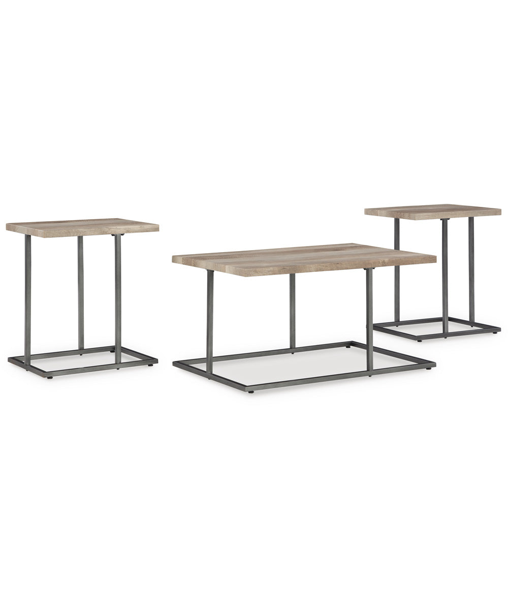Albreane Occasional Table Set Set of 3 Grayish Brown/Black
