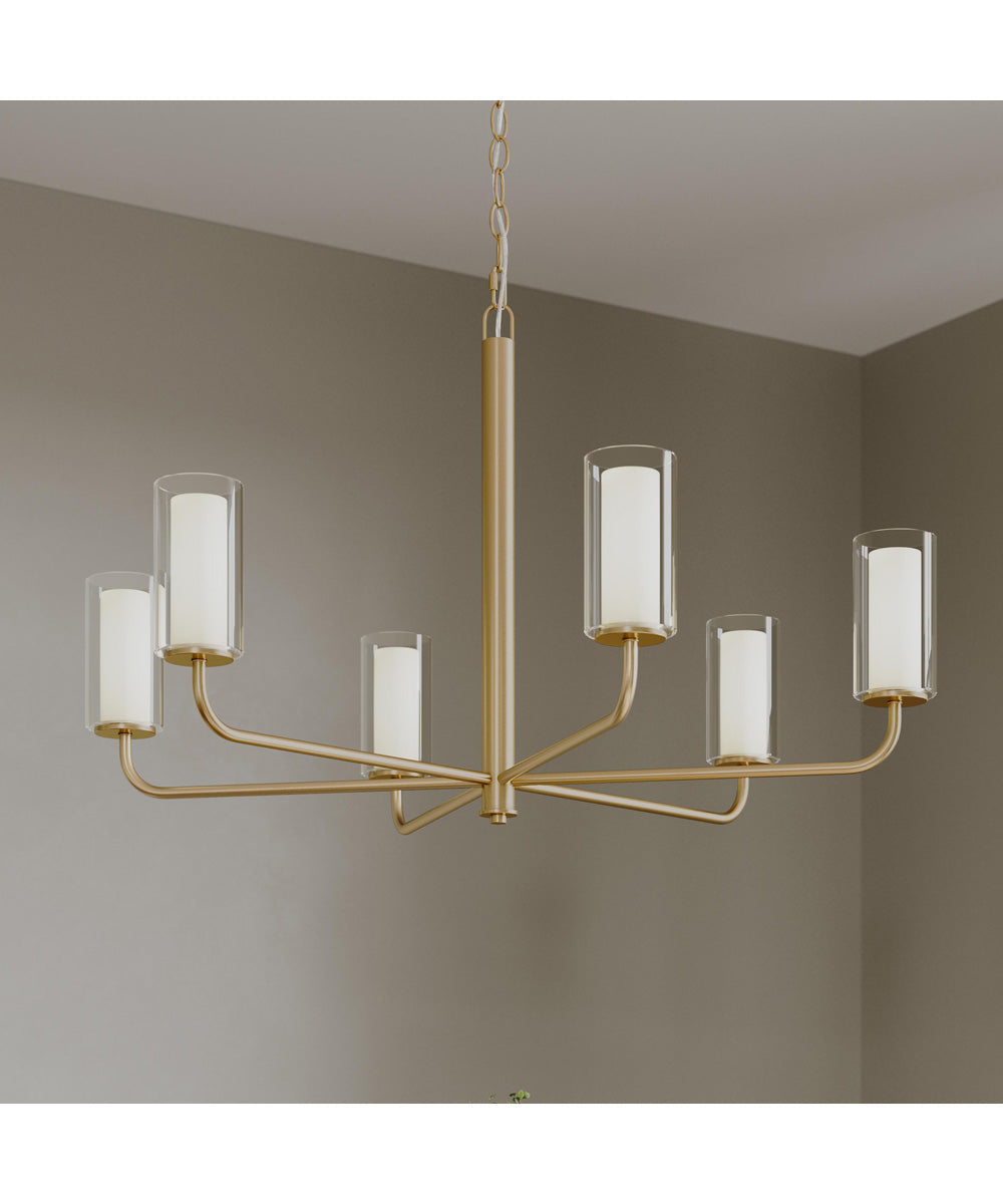 Mack 6-Light Chandelier with Layered Glass Shades Brushed Gold