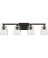 Vertex 4-Light Clear Glass Contemporary Bath Light Matte Black