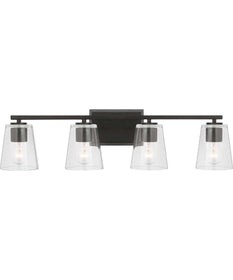 Vertex 4-Light Clear Glass Contemporary Bath Light Matte Black