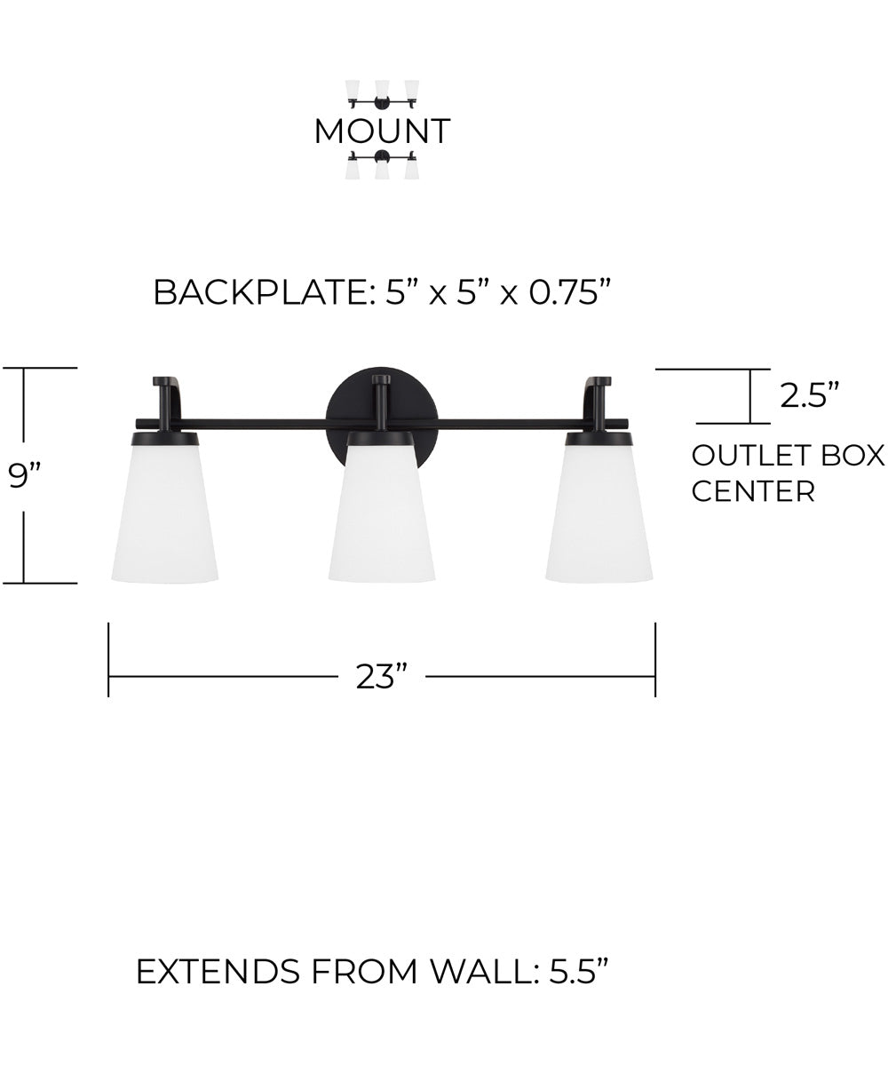 Drake 3-Light Vanity Matte Black