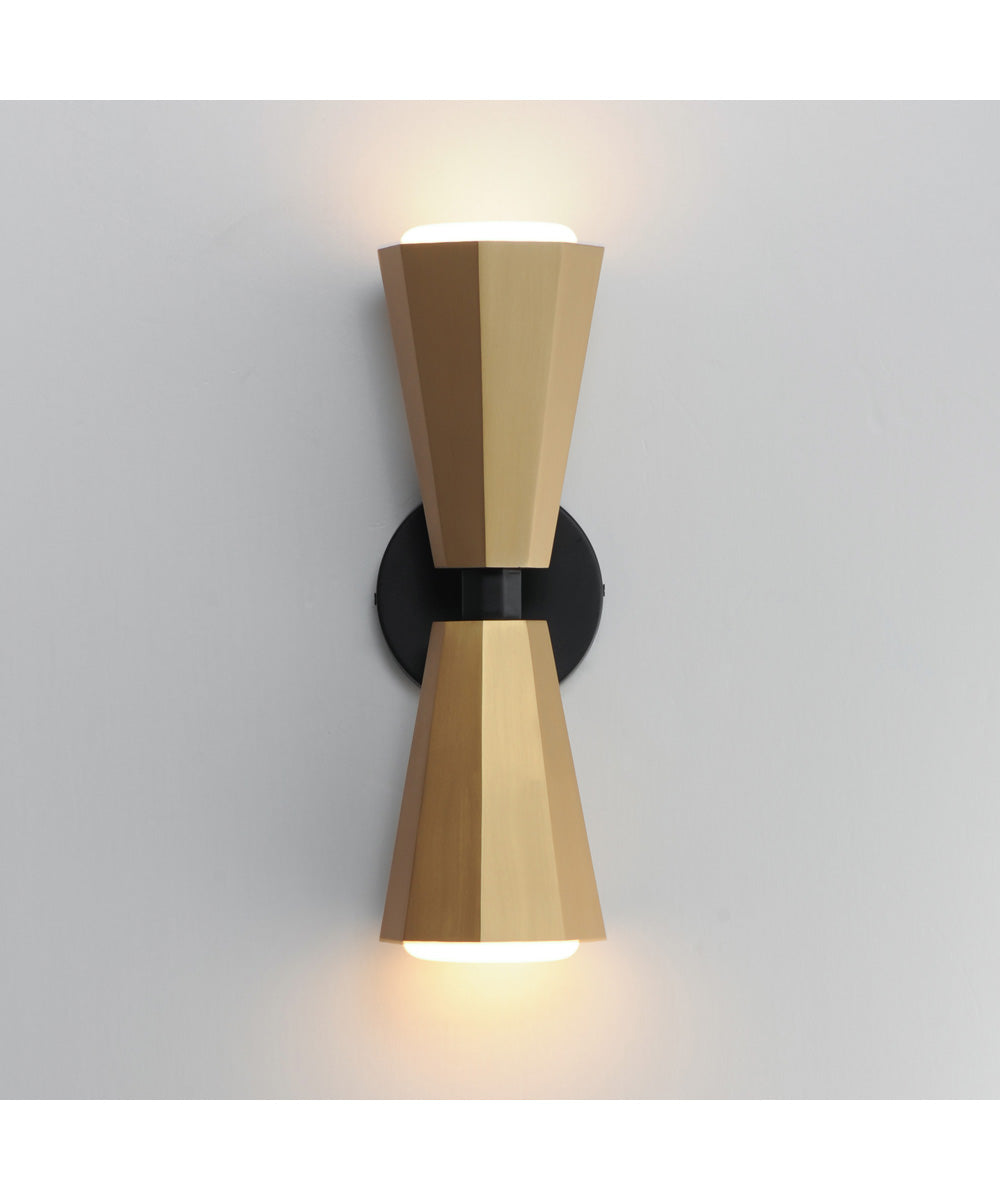 Rizzo 2-Light Wall Sconce Black / Antique Brass