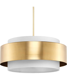Silva 3-Light White Linen Shade Pendant Brushed Bronze