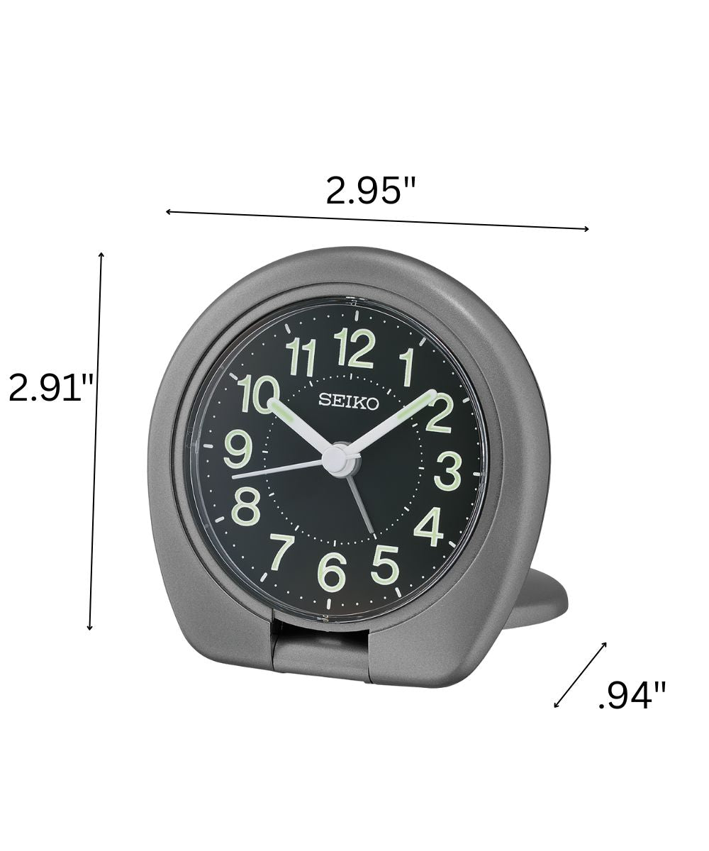 OPEN BOX Travel Alarm Clock Sakai Metallic Dark Silver