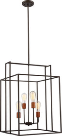 19"W Lake 4-Light Pendant Bronze / Copper Accents