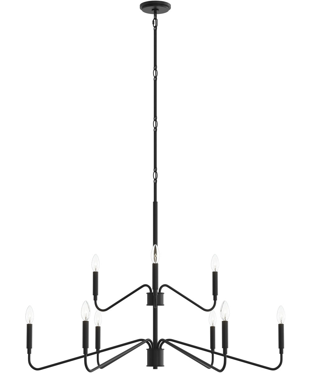 Pilar Two-Tier 9-Light Chandelier Matte Black