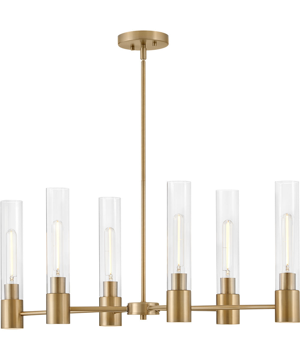 Shea 6-Light Small Linear Chandelier in Lacquered Brass