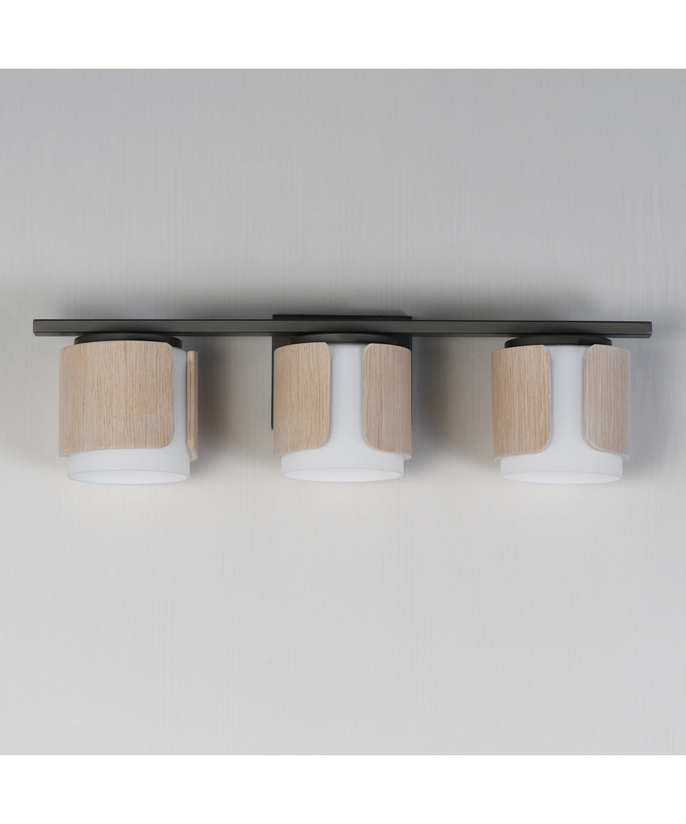 Draughtsman 3-Light Bath Vanity Natural Wood/Charcoal