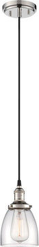 5"W Vintage 1-Light Pendant Polished Nickel