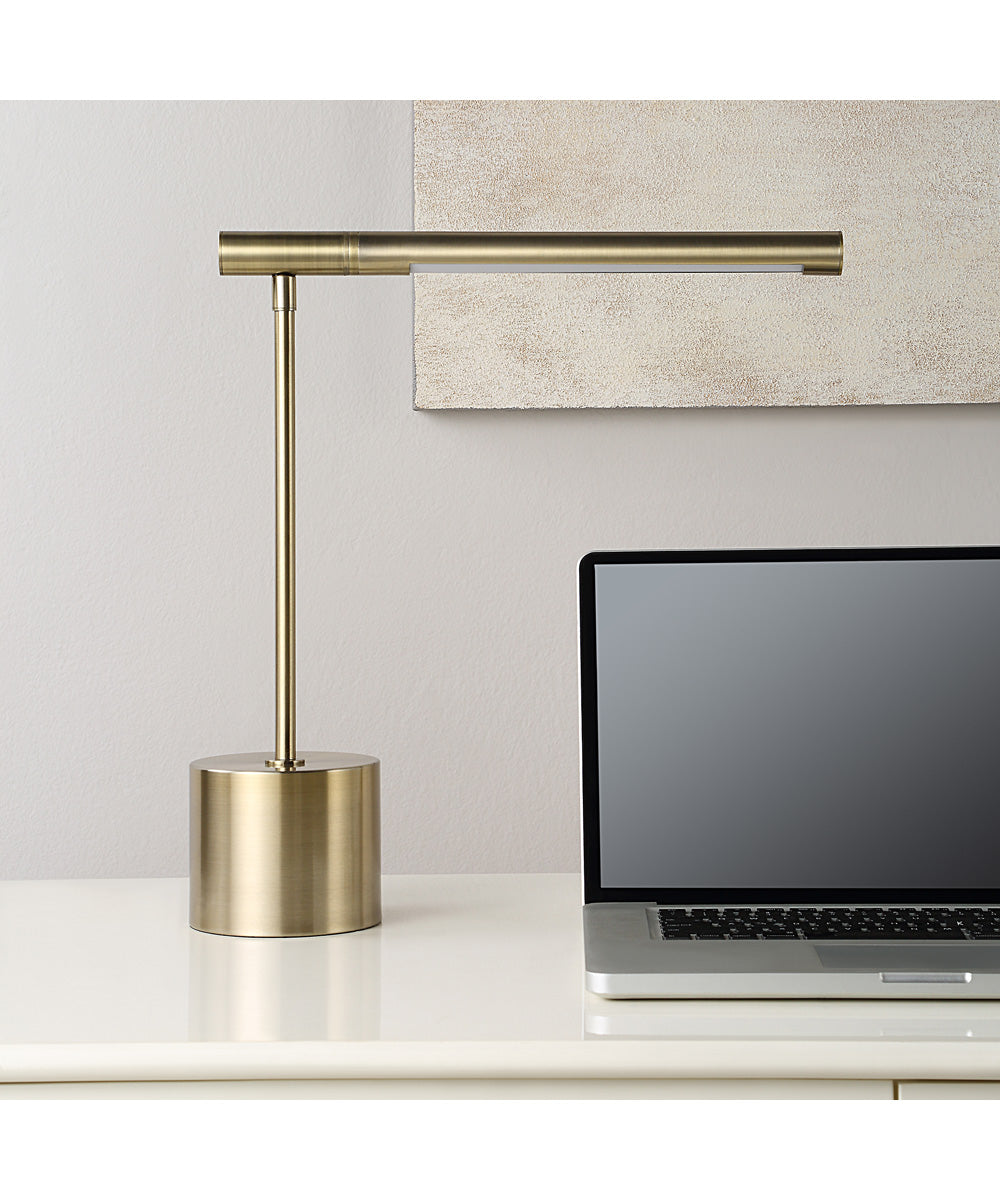 Modern Desk Lamp in Antique Brass with Horizontal Arm