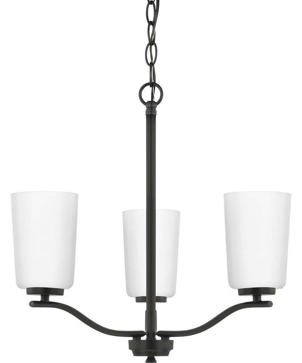 Adley 3-Light Etched White Glass Semi-Flush Convertible Light Matte Black