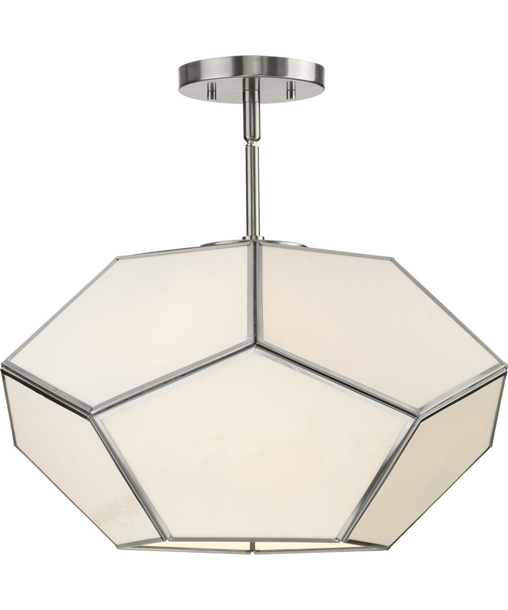 Latham 18 in. 3-Light Flush Mount Brushed Nickel