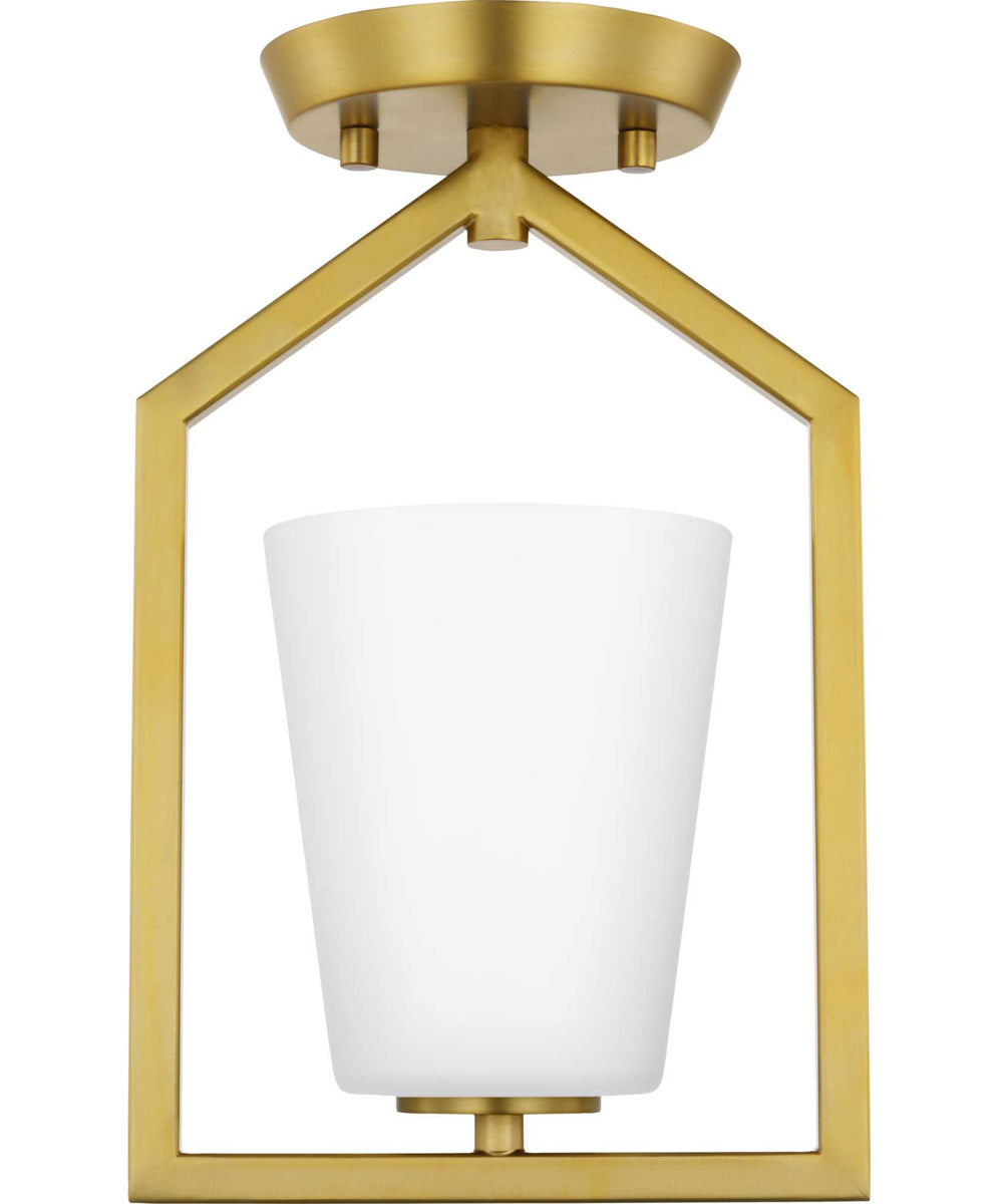 Vertex 1-Light Etched White Contemporary Semi-Flush Mount Brushed Gold