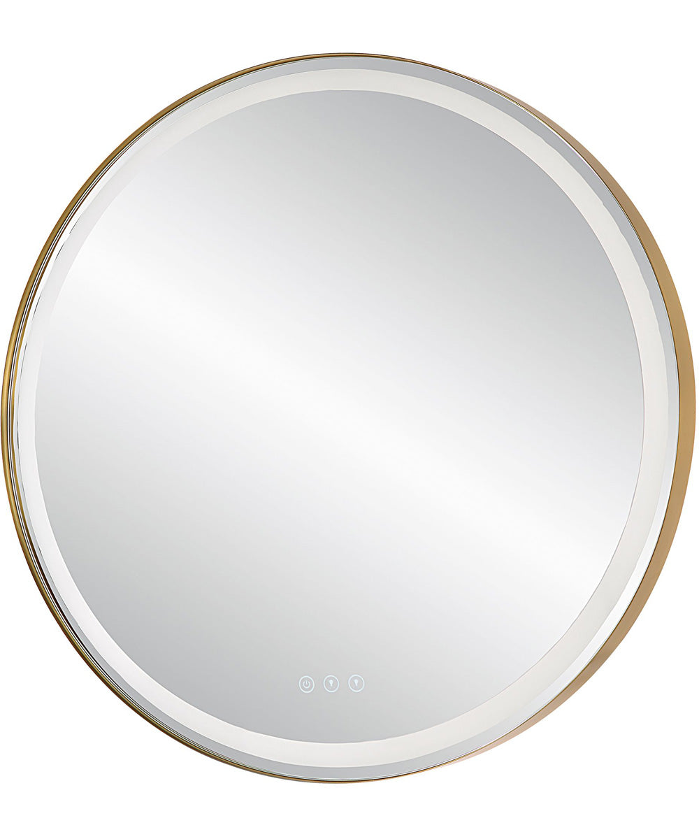 Crofton Lighted Brass Round Mirror