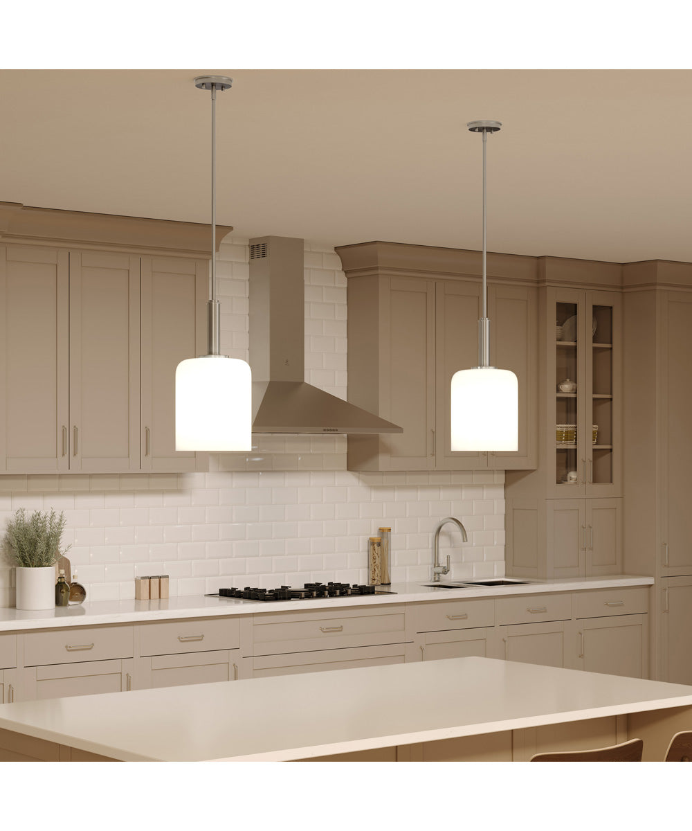 Reines 1-Light Pendant with Opal Glass Shade Brushed Nickel