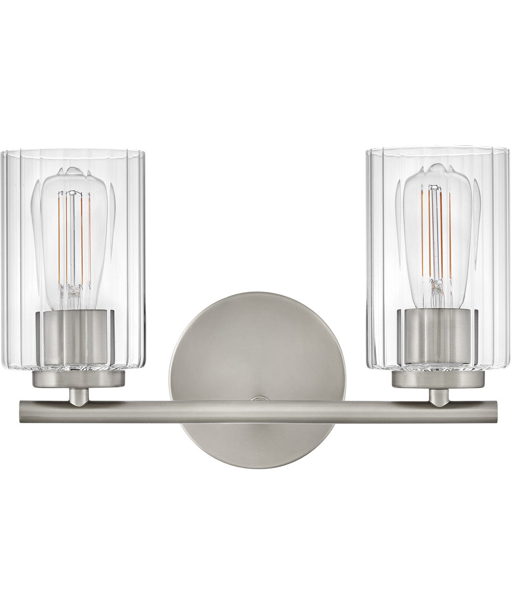 Leta 2-Light Small Two Light Vanity in Brushed Nickel