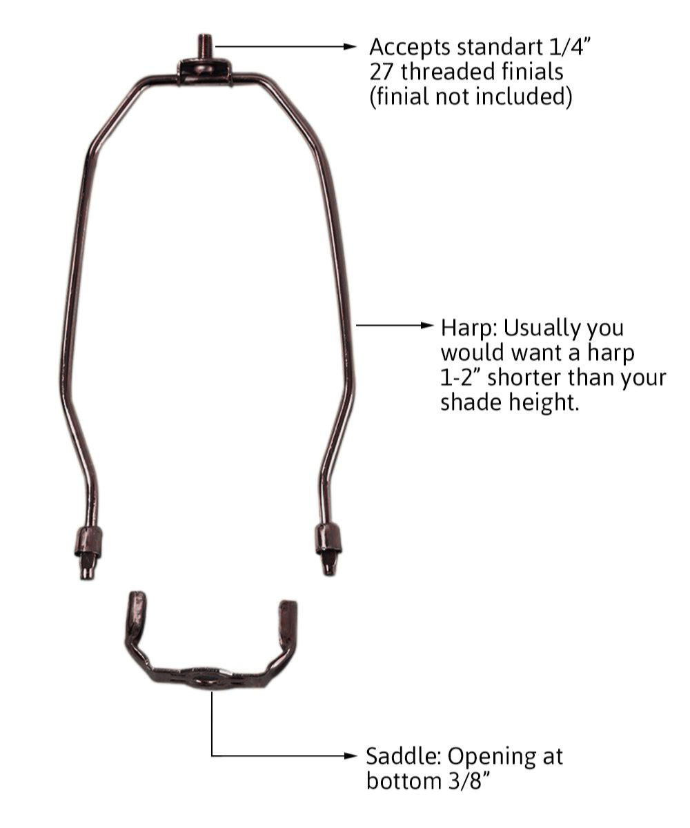 6" Dark Antique Brass Heavy Duty Harp Fitter For Lamp Shades