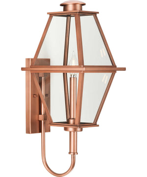 Bradshaw 1-Light Clear Glass Transitional Medium Outdoor Wall Lantern Antique Copper