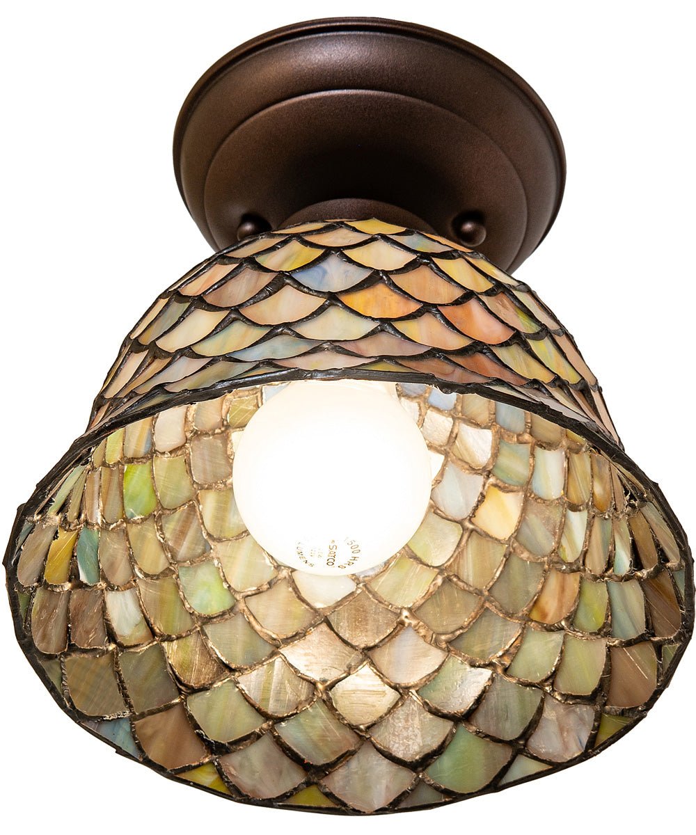 8" Wide Tiffany Fishscale Flushmount