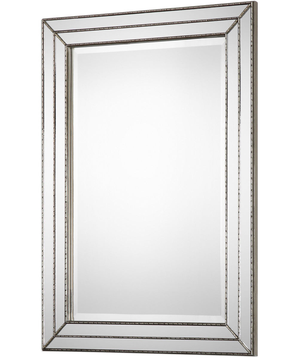 24x34" Wall Mirror Metallic Silver with Groove Texture