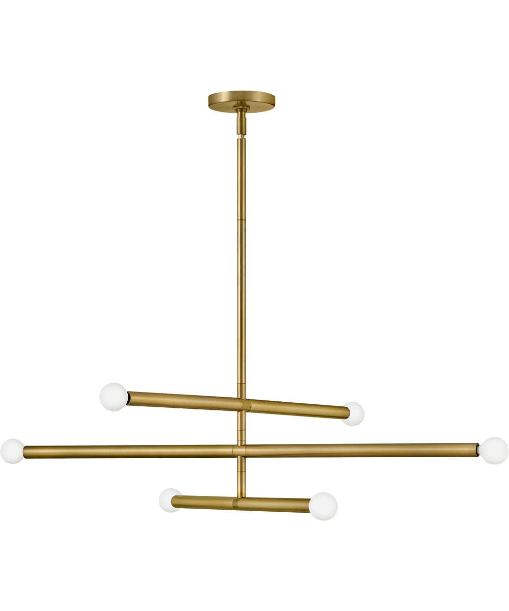 Millie 6-Light Medium Convertible Mobile Multi Tier Chandelier in Lacquered Brass
