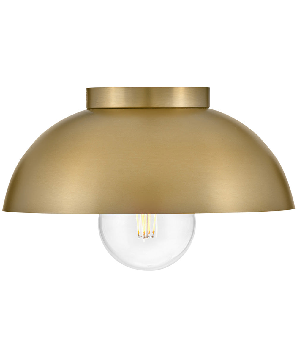 Stu 1-Light Small Flush Mount in Lacquered Brass